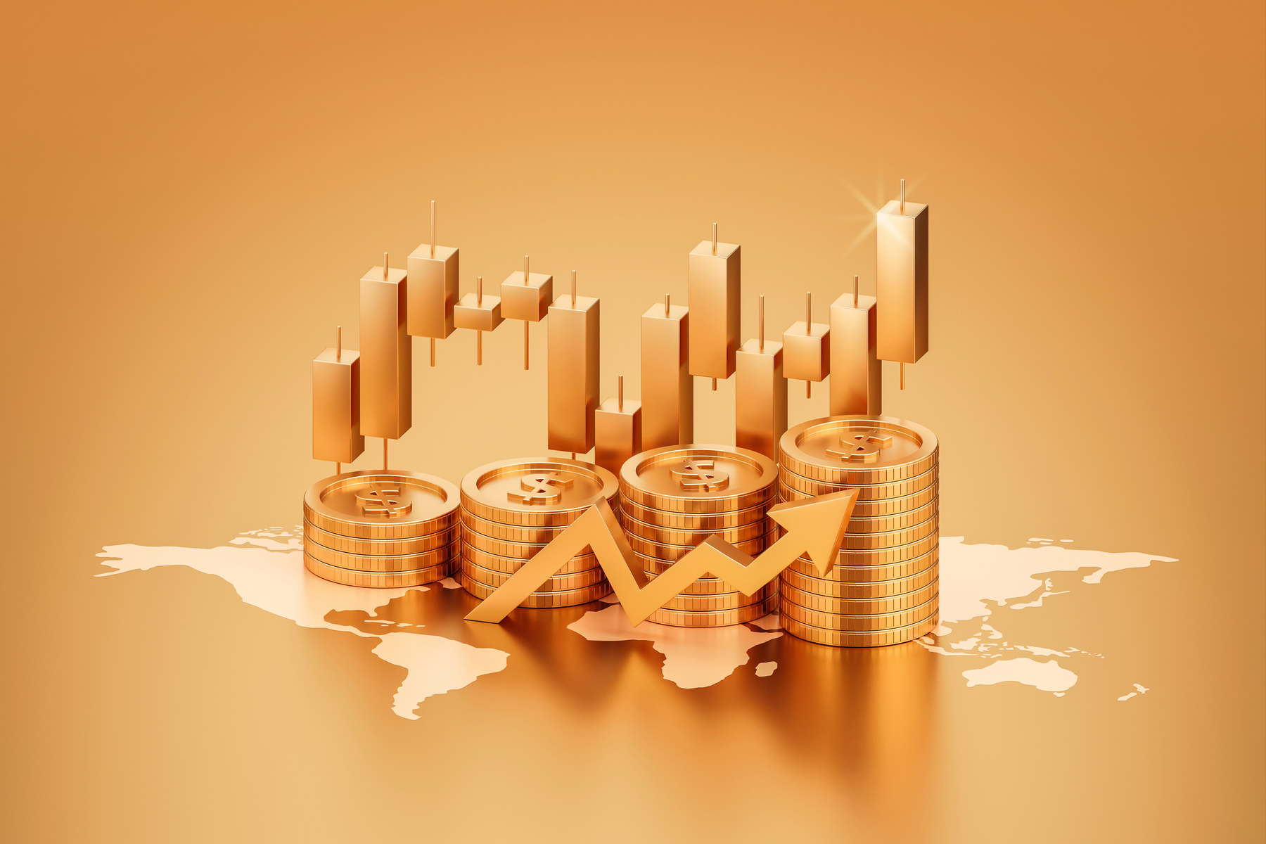 Global gold business investment market stock currency on growth
